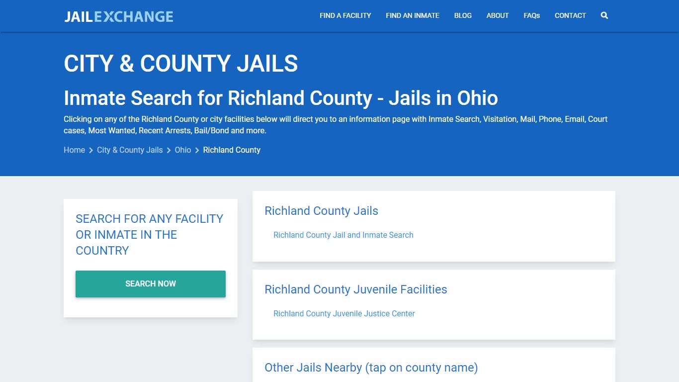 Inmate Search for Richland County | Jails in Ohio - Jail Exchange
